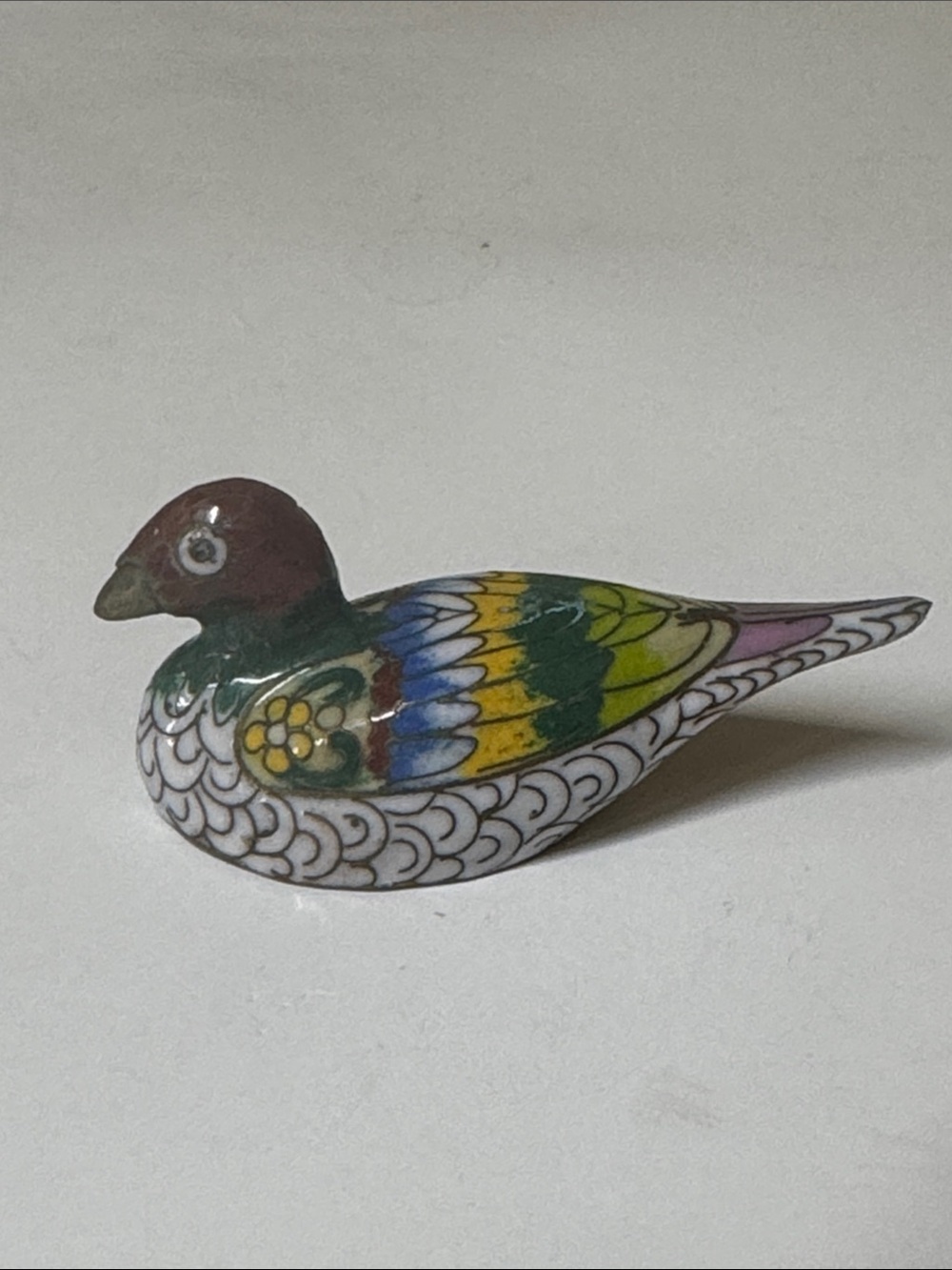 Cloisonné Enamel Duck Bird Figurine 3” long